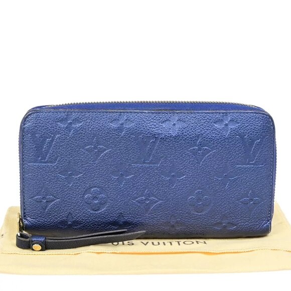 LOUIS VUITTON LV Logo Zippy Long Wallet Monogram Empreinte Blue M41857 39EC199 - Picture 1 of 14